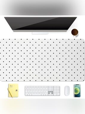 Cream Polka Dot Desk Mat 35x15.75”. NWT